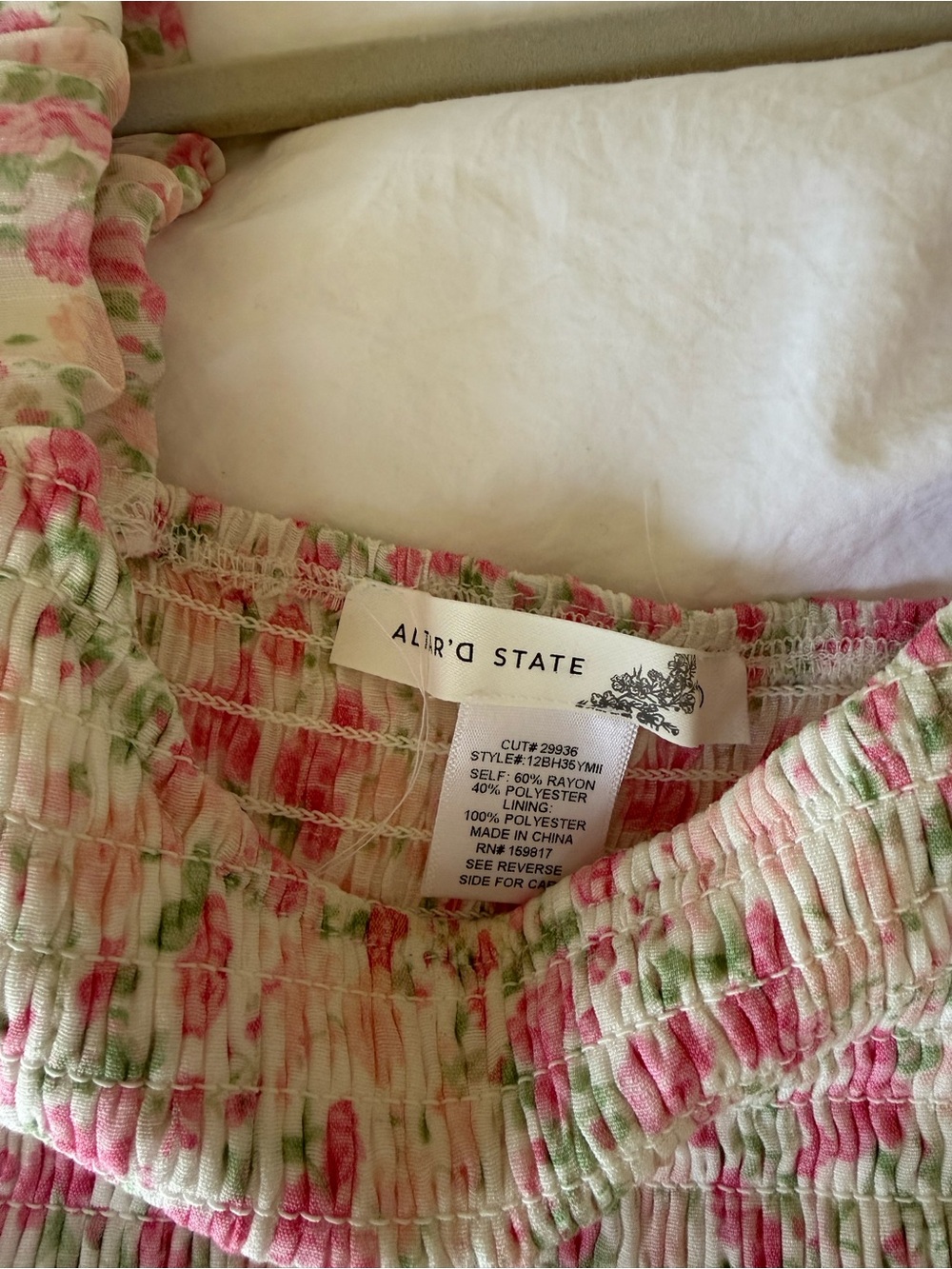 Pink Floral Smocked Ruffle Top - Picture 4 of 5